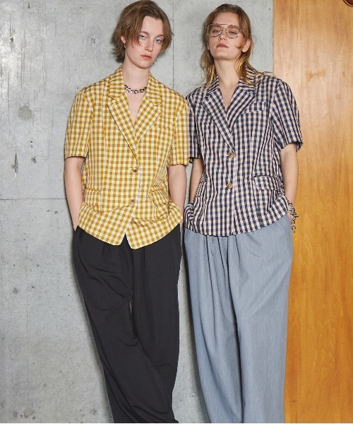 タイムセール！MAISON SPECIAL ハーフスリーブジャケット セール】Color Plaid Half Sleeve Jacket/カラーチェックハーフ
