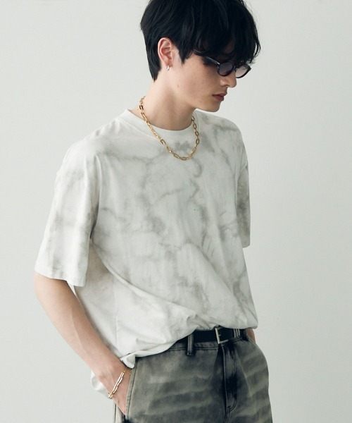 Shoowtime(ショウタイム)の「Marble pattern oversize s/s t-shirt / マーブルパターンオーバーサイズTシャツ(Tシャツ/カットソー・メンズ・グレー系/パープル系/ホワイト系/ブラック系・MEDIUM/X-LARGE/LARGE)」の2枚目の写真