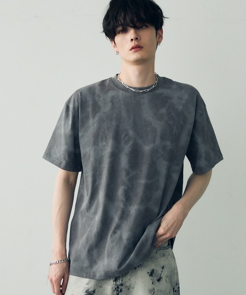 Shoowtime(ショウタイム)の「Marble pattern oversize s/s t-shirt / マーブルパターンオーバーサイズTシャツ(Tシャツ/カットソー・メンズ・グレー系/パープル系/ホワイト系/ブラック系・MEDIUM/X-LARGE/LARGE)」の1枚目の写真