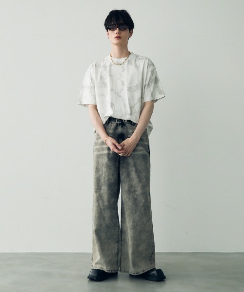 MARMAR ベージュ オーバーサイズTシャツ アートグラフィックデザインオーバーサイズ半袖Tシャツ MONO