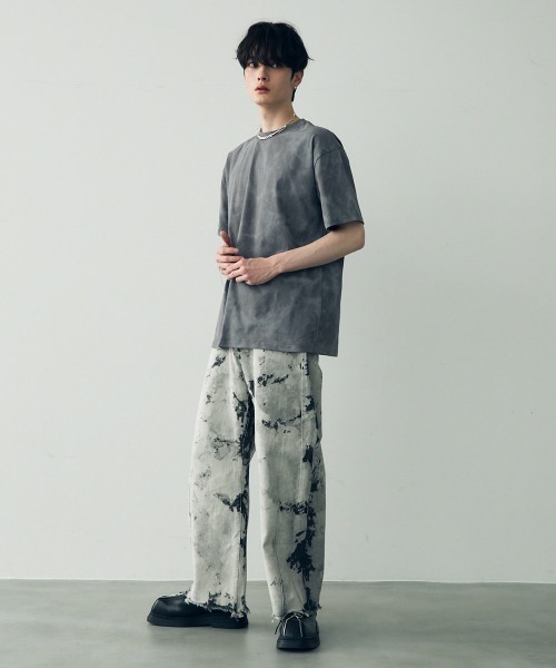 セール】Marble pattern oversize s/s t-shirt / マーブル