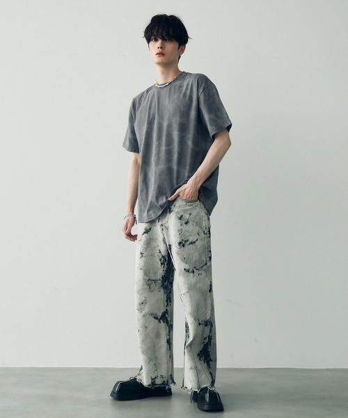 Shoowtime(ショウタイム)の「Marble pattern oversize s/s t-shirt / マーブルパターンオーバーサイズTシャツ(Tシャツ/カットソー・メンズ・グレー系/パープル系/ホワイト系/ブラック系・MEDIUM/X-LARGE/LARGE)」の12枚目の写真