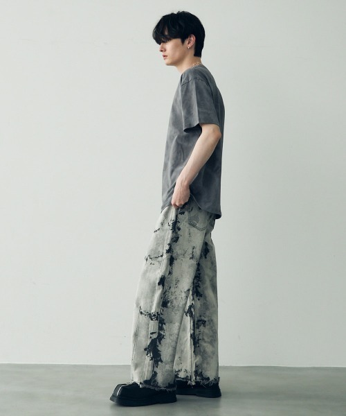 Shoowtime(ショウタイム)の「Marble pattern oversize s/s t-shirt / マーブルパターンオーバーサイズTシャツ(Tシャツ/カットソー・メンズ・グレー系/パープル系/ホワイト系/ブラック系・MEDIUM/X-LARGE/LARGE)」の13枚目の写真