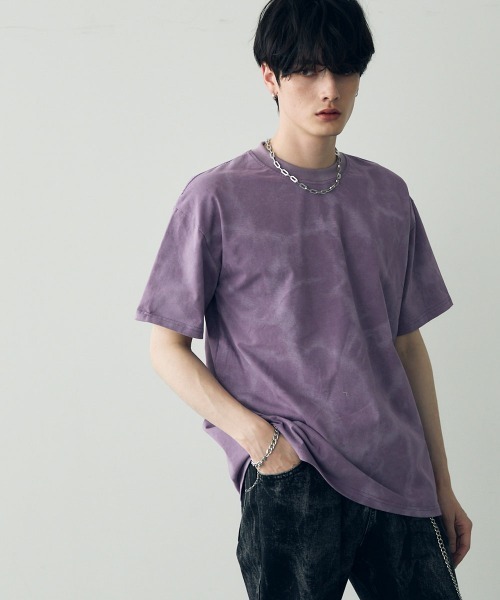 Shoowtime(ショウタイム)の「Marble pattern oversize s/s t-shirt / マーブルパターンオーバーサイズTシャツ(Tシャツ/カットソー・メンズ・グレー系/パープル系/ホワイト系/ブラック系・MEDIUM/X-LARGE/LARGE)」の18枚目の写真