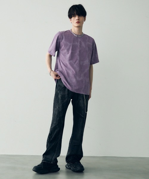 マシスARABESQUE PATTERN CRU TシャツパープルL マシスARABESQUE PATTERN CRU TシャツパープルL