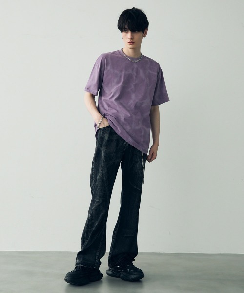 セール】Marble pattern oversize s/s t-shirt / マーブル