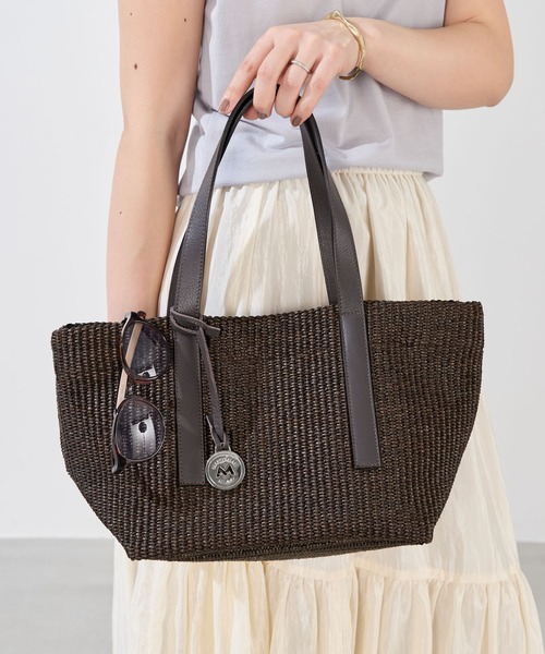 marco masi（マルコマージ）の「【MARCO MASI】ラフィア風トートバッグ-RAFFIA LIKE HANDBAG（トートバッグ・レディース・ベージュ/ダークブラウン・FREE）」の2枚目の写真