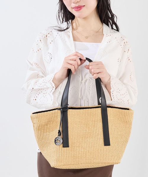 marco masi（マルコマージ）の「【MARCO MASI】ラフィア風トートバッグ-RAFFIA LIKE HANDBAG（トートバッグ・レディース・ベージュ/ダークブラウン・FREE）」の21枚目の写真