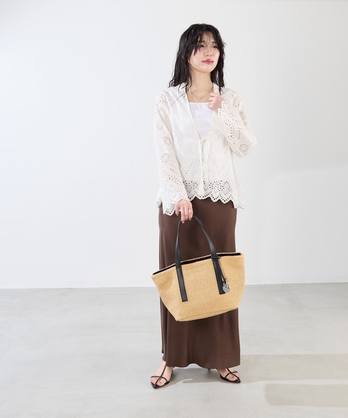 marco masi（マルコマージ）の「【MARCO MASI】ラフィア風トートバッグ-RAFFIA LIKE HANDBAG（トートバッグ・レディース・ベージュ/ダークブラウン・FREE）」の22枚目の写真