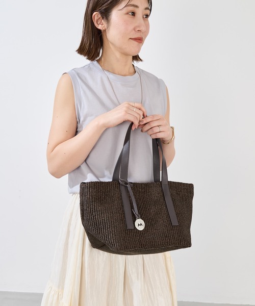 marco masi（マルコマージ）の「【MARCO MASI】ラフィア風トートバッグ-RAFFIA LIKE HANDBAG（トートバッグ・レディース・ベージュ/ダークブラウン・FREE）」の4枚目の写真