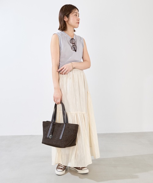 marco masi（マルコマージ）の「【MARCO MASI】ラフィア風トートバッグ-RAFFIA LIKE HANDBAG（トートバッグ・レディース・ベージュ/ダークブラウン・FREE）」の5枚目の写真