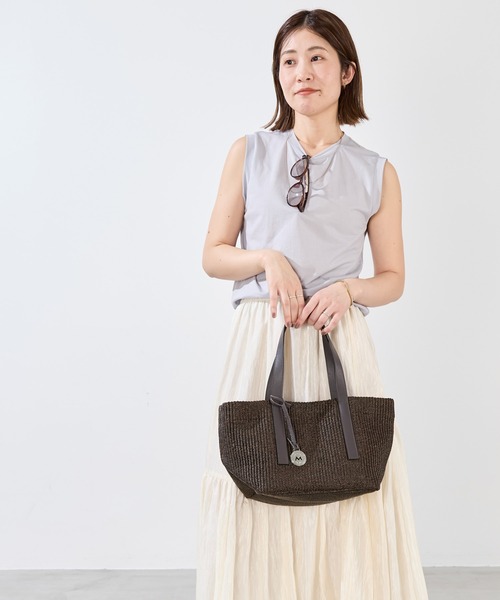marco masi（マルコマージ）の「【MARCO MASI】ラフィア風トートバッグ-RAFFIA LIKE HANDBAG（トートバッグ・レディース・ベージュ/ダークブラウン・FREE）」の6枚目の写真