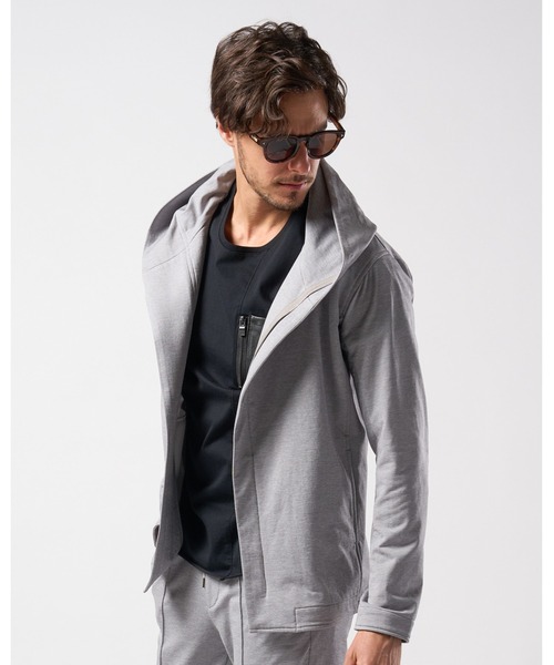 wjk（ダヴルジェイケイ）の「【LEON×B'2nd×wjk】riders wrap light jersey parka（パーカー・メンズ・ブラック/グレー・SMALL/MEDIUM/LARGE/X-LARGE）」の4枚目の写真