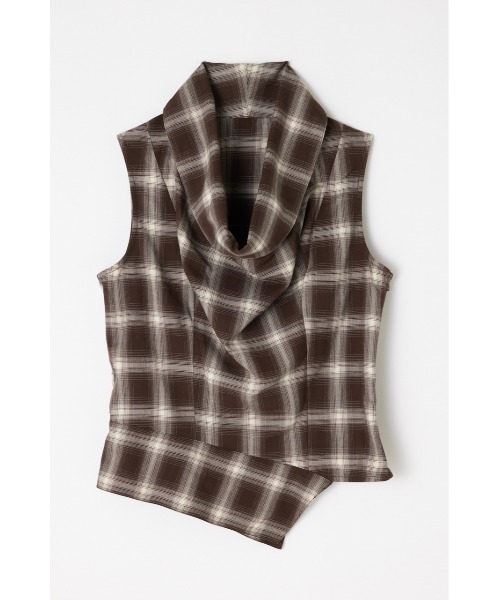 LAGUA GEM（ラグアジェム）の「CHECK DRAPE NECK トップス（その他 【新品未使用】LAGUA GEM NECK LOOSEY CHECK トップス