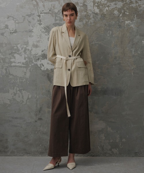 ADAM ET ROPE'（アダムエロペ）の「【EMOELLE】ドロストシャツジャケット（テーラードジャケット・レディース・ベージュ系その他/ブラック・38/36）」の17枚目の写真