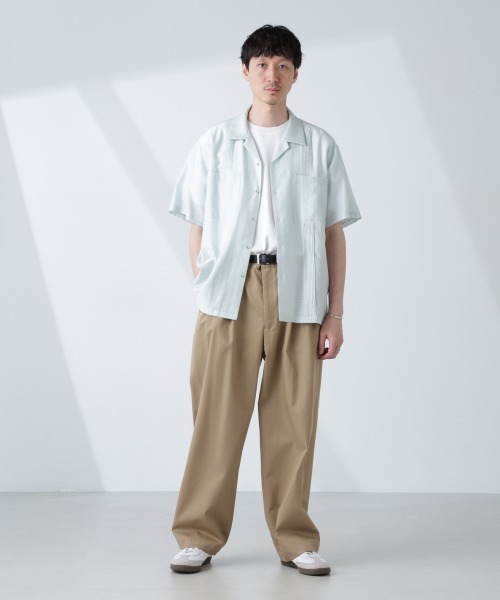 【新品】ナノユニバース　キューバシャツ セール】オープンカラーキューバシャツ（シャツ/ブラウス