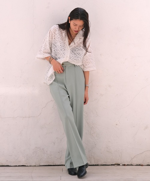 AKTE（アクテ）の「ツイルタックパンツ（その他パンツ・レディース・ミント/ブラック・1/2/2T）」の3枚目の写真