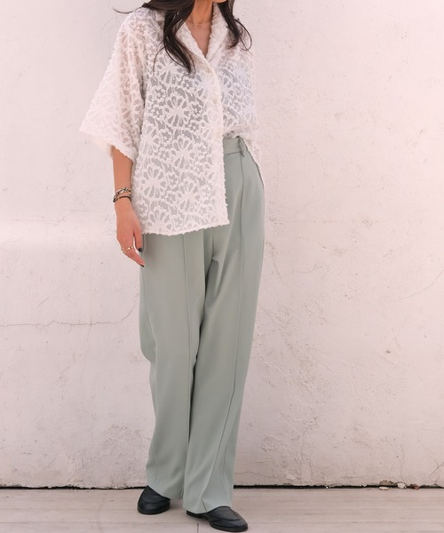 AKTE（アクテ）の「ツイルタックパンツ（その他パンツ・レディース・ミント/ブラック・1/2/2T）」の4枚目の写真