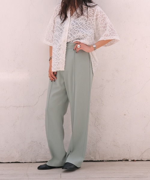 AKTE（アクテ）の「ツイルタックパンツ（その他パンツ・レディース・ミント/ブラック・1/2/2T）」の6枚目の写真