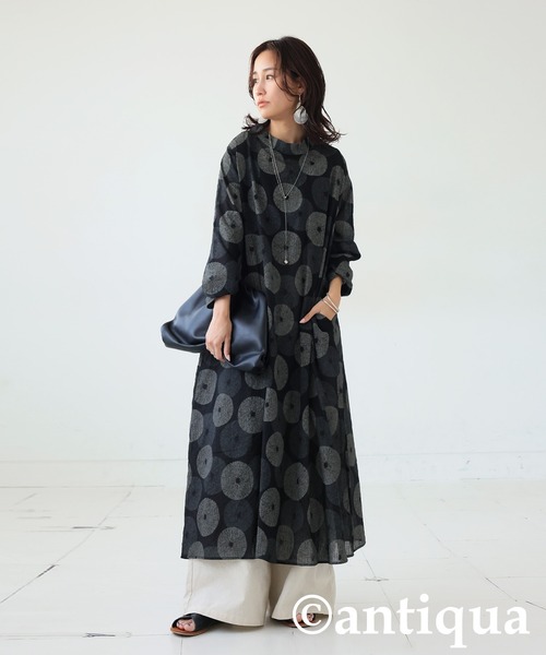 antiqua(アンティカ)の「ドット柄ワンピース(ワンピース・レディース・ブラック/ブルー・ONESIZE)」の14枚目の写真