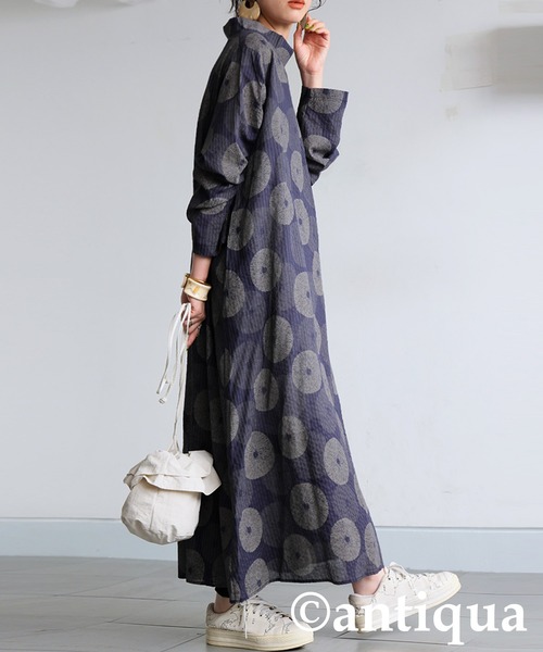 antiqua(アンティカ)の「ドット柄ワンピース(ワンピース・レディース・ブラック/ブルー・ONESIZE)」の6枚目の写真