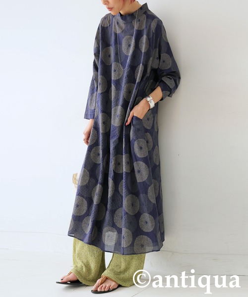 antiqua(アンティカ)の「ドット柄ワンピース(ワンピース・レディース・ブラック/ブルー・ONESIZE)」の7枚目の写真