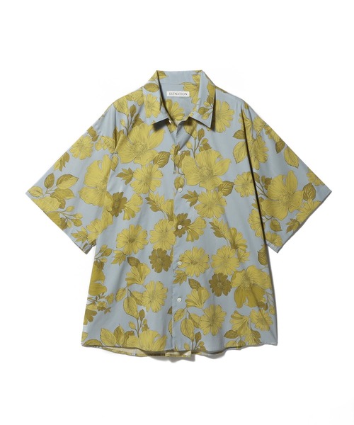 ESTNATION（エストネーション）の「ESTNATION / フラワーパターンハーフスリーブシャツ（シャツ/ブラウス・メンズ・ネイビー系/クリアブラウン/カリビアンブルー・LARGE/MEDIUM/SMALL）」の2枚目の写真