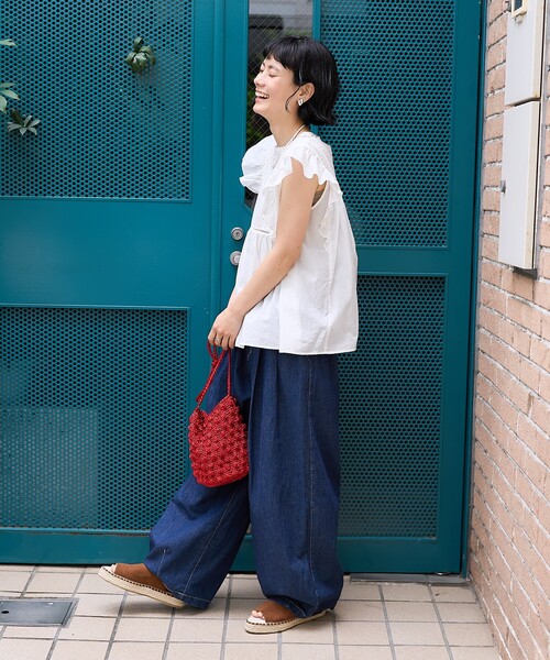ITEMS URBANRESEARCH パンツ リネン混イージーパンツ レディース