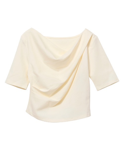 Rejoule(リジュール)の「ドレープデザイン半袖Tシャツ(Tシャツ/カットソー・レディース・クリーム/ホワイト/ブラック・FREE)」の15枚目の写真