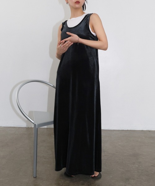 セール】ベロアロングキャミワンピース（ワンピース）｜andme