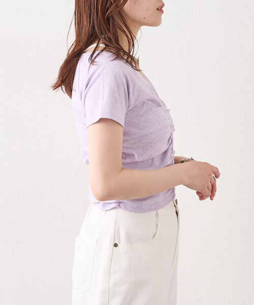 w closet(ダブルクローゼット)の「レースキャミレイヤードT(Tシャツ/カットソー・レディース・ブラック/グレー/オフホワイト/パープル・FREE)」の17枚目の写真