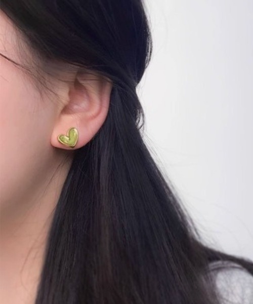 セール】YU-KA:グリーンハートイヤリング Green Heart earring