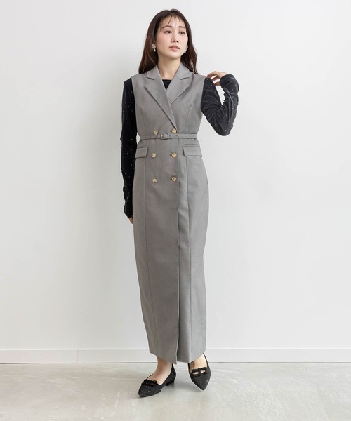 RANDA（ランダ）の「ダブルブレストジャケットワンピース（ワンピース・レディース・ネイビー/ブラウン/グレー・0/1）」の2枚目の写真