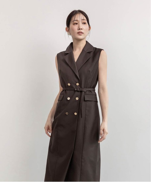 RANDA（ランダ）の「ダブルブレストジャケットワンピース（ワンピース・レディース・ネイビー/ブラウン/グレー・0/1）」の7枚目の写真