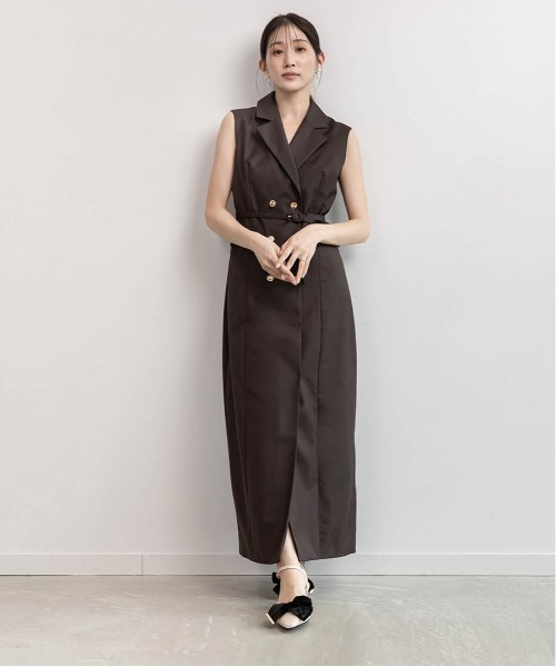 RANDA（ランダ）の「ダブルブレストジャケットワンピース（ワンピース・レディース・ネイビー/ブラウン/グレー・0/1）」の10枚目の写真