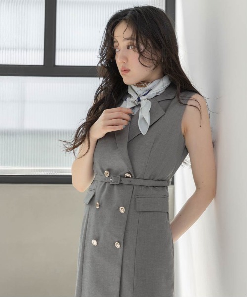 RANDA（ランダ）の「ダブルブレストジャケットワンピース（ワンピース・レディース・ネイビー/ブラウン/グレー・0/1）」の4枚目の写真