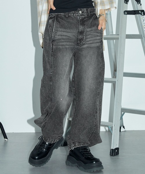 セール】2WAY ヴィンテージ加工 ラインストーン ワイドバレル