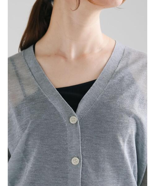 Te chichi（テチチ）の「袖ボリュームシアーVネックカーディガン（カーディガン/ボレロ・レディース・オフホワイト/グレー/オレンジ/ネイビー・F）」の19枚目の写真