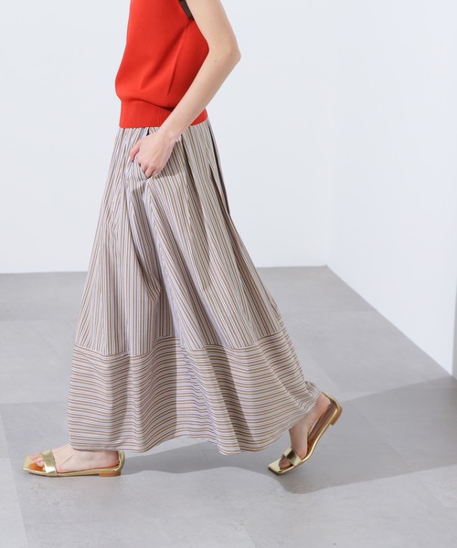 N.(N. Natural Beauty Basic)(エヌエヌナチュラルビューティーベーシック)の「【PS/低身長サイズ】ストライプ切替フレアスカート(スカート・レディース・ブラウン/パープル/チャコールグレー・MEDIUM/PS)」の11枚目の写真