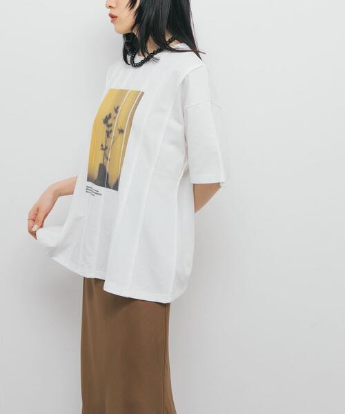 ピンタックフォトプリントTEE/KBF セール】ピンタックフォトプリントTEE（Tシャツ/カットソー