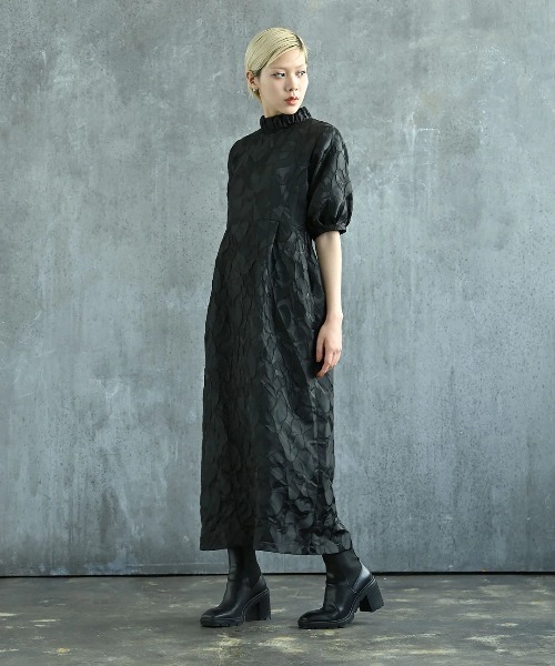 funda mine（ファンダマイン）の「ジャガード袖タックバルーンオケージョンワンピース（ワンピース・レディース・ブラック・02/01）」の7枚目の写真