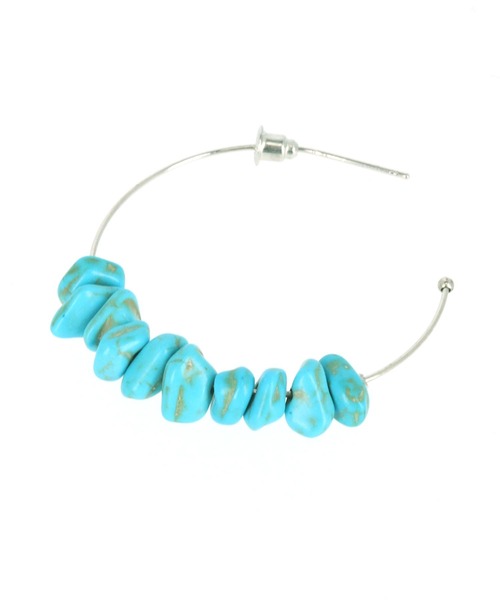 anap mimpi（アナップミンピ）の「ストーン フープ ピアス（ピアス（両耳用）・レディース・ターコイズブルー/ホワイト・FREE）」の7枚目の写真