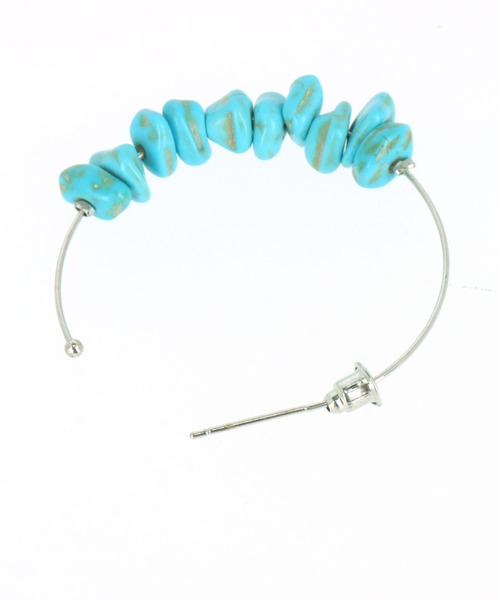 anap mimpi（アナップミンピ）の「ストーン フープ ピアス（ピアス（両耳用）・レディース・ターコイズブルー/ホワイト・FREE）」の8枚目の写真