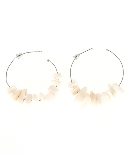 anap mimpi（アナップミンピ）の「ストーン フープ ピアス（ピアス（両耳用）・レディース・ターコイズブルー/ホワイト・FREE）」の9枚目の写真