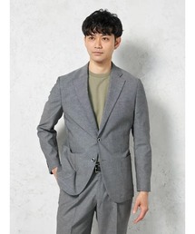【綿麻混素材】ジャケット 2つボタン ストレッチ リッケンバッカーブラック