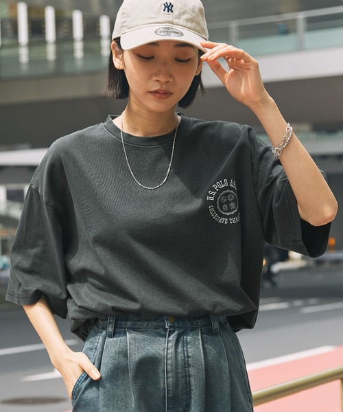 U.S. POLO ASSN.(ユーエスポロアッスン)の「U.S. POLO ASSN. /ユーエスポロアッスン 別注 サークルロゴ刺繍 ピグメント半袖Tシャツ(Tシャツ/カットソー・メンズ・ブラック/ブラウン/レッド/ネイビー・M/L)」の14枚目の写真
