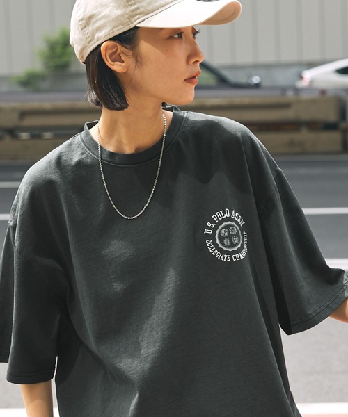 U.S. POLO ASSN.(ユーエスポロアッスン)の「U.S. POLO ASSN. /ユーエスポロアッスン 別注 サークルロゴ刺繍 ピグメント半袖Tシャツ(Tシャツ/カットソー・メンズ・ブラック/ブラウン/レッド/ネイビー・M/L)」の16枚目の写真