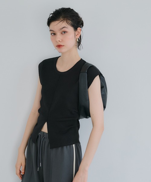 coca(coca)(コカ)の「フロントスリットニット(ニット/セーター・レディース・グレー/ブラック・S/L/M)」の5枚目の写真