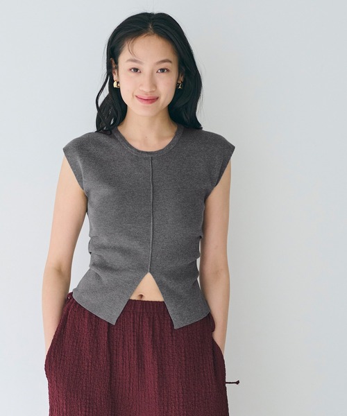 coca(coca)(コカ)の「フロントスリットニット(ニット/セーター・レディース・グレー/ブラック・S/L/M)」の11枚目の写真