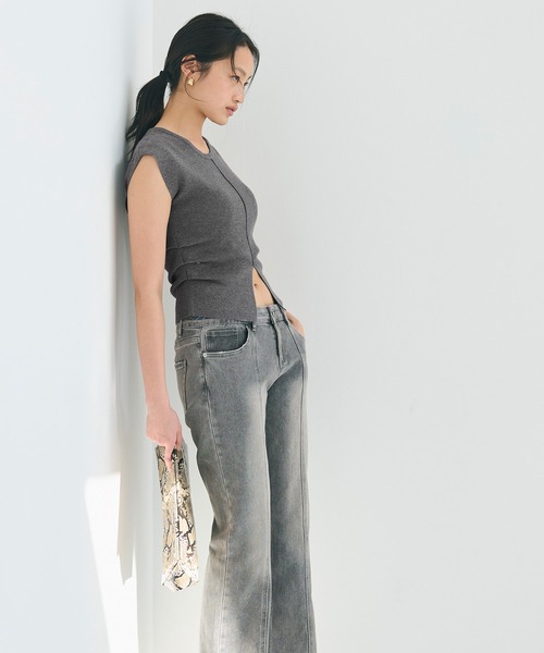 coca(coca)(コカ)の「フロントスリットニット(ニット/セーター・レディース・グレー/ブラック・S/L/M)」の12枚目の写真